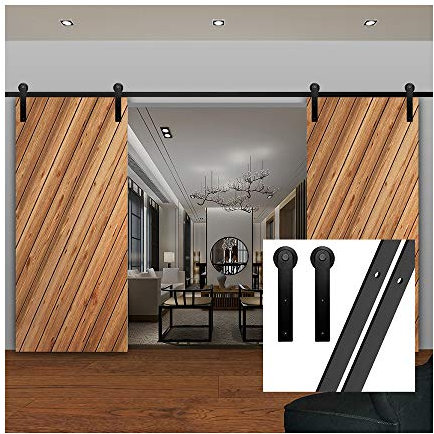 Kit di ferramenta per porta scorrevole per doppia porta, 610 cm, gancio a forma di I