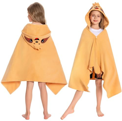 OLAOLA Badeponcho Kinder, Weich und Schnelltrocknendes Badetuch Poncho, Mikrofaser Handtuch mit Kapuze für Strand Schwimmen, Strandtuch für Mädchen Jungen 3-12 Jahre Alt (Faultier)