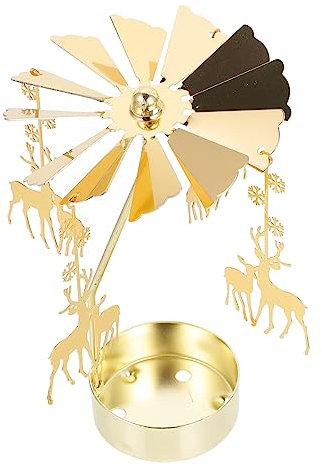 MAGICLULU 2 Stück Elch Drehlaterne Spinner Kegelfeuer Elektrisch Flammenlos Rentierhalter Glockenspiel Wärmer Stab LED Wiederaufladbar Teelicht Glühbirne