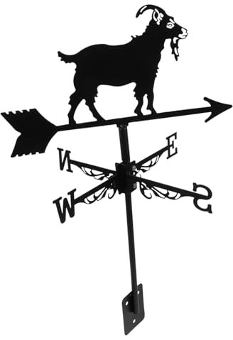 IWOWHERO Wetterfahne Ziegenform Garten Windrichtungsanzeiger Dachmontage Eisen Wetterfahne Terrasse Außendekor Langlebig Witterungsbeständig