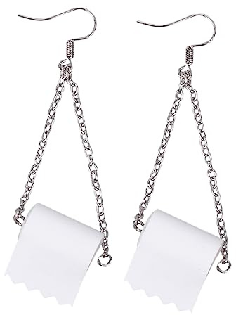 BESPORTBLE 2 Pairs Creative Alloy Eardrop Earrings for Women of Unique Toilet Roll Design Lightweight and Fashionable Jewelry for Parties and Everyday Wear