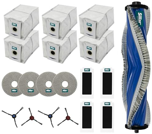 Sillar Kit pour robot produit aspirateur laveur ECOVACS Deebot T30 OMNI/T30 PRO OMNI, 19 x : brosse principale, 4 brosses latérales, 4 filtres HEPA, 4 patins microfibre, 6 sacs à poussière