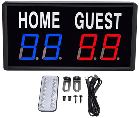 NUMNBE Score Panneau Affichage Electronique LED, Tableau Score Portable 5V 2A Type C, Bureau et Exterieur - Telecommande Intelligente, Multi Niveaux de Luminosite, Usage Polyvalent pour
