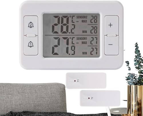 Wireless Refrigerator Temperature Tool - Wireless Cooling Sensor, Smart Temperature Device, Accurate Digital Measurement | Fridge Monitor for Kitchen, Dorm, Indoor Outdoor Home, Freezer Cooling Equipm