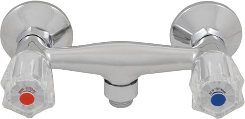 sanicomfort Zweigriff Brausearmatur Nashville - Hochwertige Chrom-Badarmatur | 130–170 mm Stichmaß | 1/2 Brauseanschluss | Verchromte Oberfläche | langlebig & leicht zu montieren
