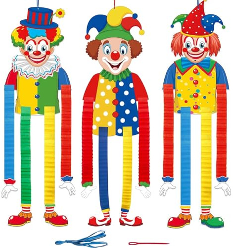 GoldRock XL Clown Girlande Karneval Deko,3 Stk Clown Deko Girlande Fasching Dekoration Party,Groß Faschingsdeko zum Aufhängen,Karnevalsdeko Fenster,Fasnacht Luftschlangen Banner für Zirkus,Geburststag