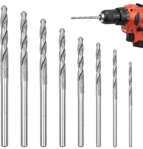 Juego de 8 brocas para madera y cristal, HSS-G, HSS G, rectificadas, 0,8 hasta 3 mm con punta, para conchas de cristal, perlas de jade y fabricación de joyas finas