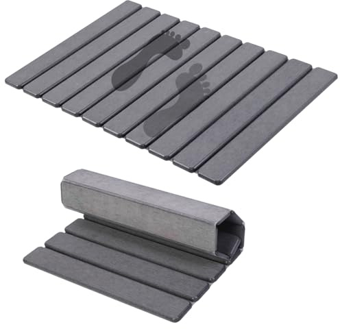 BoxedHome Große Stein-Abtropfmatten für Küchentheke, 60x40cm Wasserabsorbierende Kieselgur Matte Küche, Abtropfmatte Geschirr, Faltbare Spülbeckenmatte Abtropfmatte (Grau 60x40cm)