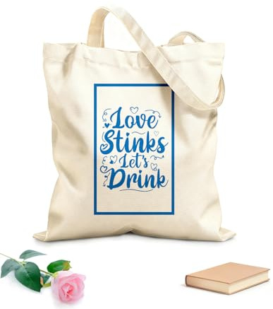 AILOONG Sacs en toile à motifs personnalisables L'amour pue : citation et design de tasse pour la Saint-Valentin tissu épais de 340g/m² S'accorde avec les vêtements