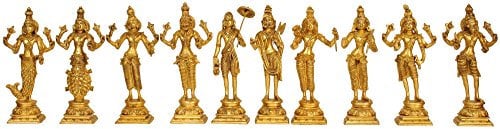 Exotic India Dashavatara (Zehn erscheinungsformen der Lord Vishnu) – Messing Statue
