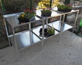 Tibshelf Garden Products Ltd Greenhouse Staging, 4' Long x 18 Wide x 2 Tier, Aluminium, Silver, Unfinished