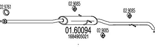 MTS 01.60094 Endschalldämpfer Kompatibel mit MERCEDES-BENZ A-Klasse W168 1684905021