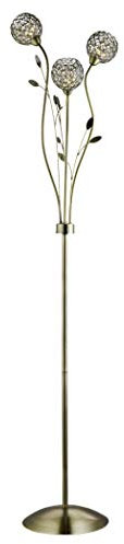 Searchlight 166 cm Design-Stehlampe BellisII - Antik Messing und Glas, 3 x 33 W G9 Halogen, C Energieeffizienz