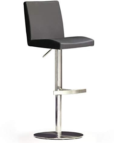 Robas Lund Barhocker Schwarz mit Lehne Barstuhl drehbar 360 Grad, Hocker höhenverstellbar, PU LO.PES, 52 x 40 x 110 cm