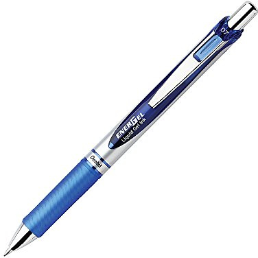 Pentel Energel Xm Gel Pen Retractable 0.7mm Tip 0.35mm Line Blue Ref BL77-C [Pack 12]