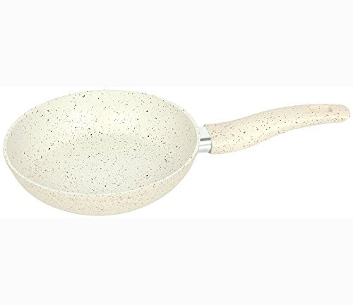 KingHoff Induktionsbereit Edelstahl Bratpfanne Marmorierte Pfanne Schmorpfanne Verschiedene Durchmesser 20 24 28 cm Creme (20 cm)