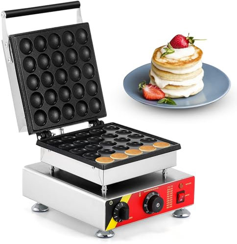 CGOLDENWALL NP-800 Gofrera Máquina de Gofre con Forma de Mini Muffin Commercial Waffle Maker Eléctrica Antiadherente de Acero Inoxidable con Control Automático de Temperatura Certificado CE