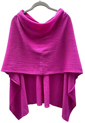 Multiwear Poncho aus reinem Kaschmir, Hot Pink, Fuchsia, für Damen, Reise, leicht, Spitze, Schal, multifunktional, Hot Pink Fuchsia, Einheitsgröße