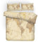 Weltkarte Bettwäsche Set 3-teilig,Antike Karte World Map Retro-Stil Blaues Meer und Gelbes Land Bettbezug mit Reißverschluss, Weiche Mikrofaser mit 2 Kissenbezügen (Beige, Single 135 x 200 cm)