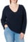 Marc O'Polo Damen Strickpullover aus Bio-Baumwolle mit V-Ausschnitt, Blau (Night Sky), L