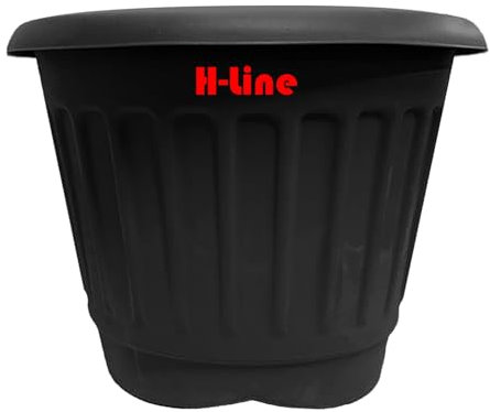 H-LINE Strong Plant Pot Flower Seed Pot Planter (Black, 40cm Round)