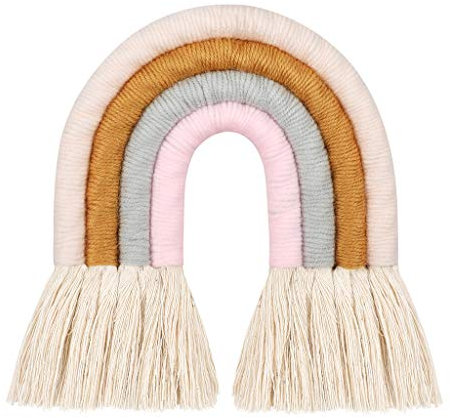 follwer0 Regenbogen Makramee Kleiner Traumfänger Wandbehang Wandteppich Dekorationen Für Kinder Schlafzimmer wandregal Kinderzimmer Wandkunst Quaste Baumwolle Gewebte Makramee