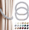 Pretty Jolly 2 Pack Strong Magnetic Curtain Tiebacks Modern Simple Style Drape Tie Backs Convenient Decorative Weave Rope Curtain Holdback for Thin or Thick Home & Office Window Drapery (Light Grey)