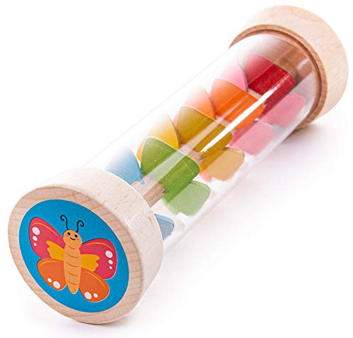 Bigjigs Toys Garden Rainmaker - Wooden Rainbow Rain Maker, Baby & Toddler Musical Instrument, Shakers & Rattles, Kids Music Gifts, Age 0 Months +