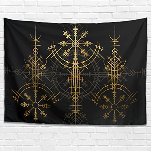 Wikinger Keltisch Runen Wandteppich Wandbehang Hippy Dekotuch Tapestry Tapisserie Wanddeko für Schlafzimmer Wohnzimmer als Stranddecke Tagesdecke white 200x150cm