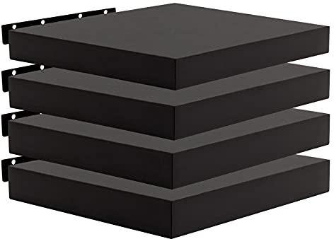 WOLTU Wandregal,Schweberegal Schwarz,25x22.9x3.8cm,MDF 4er | Wandregal Schwarz 4er Set,Regalbrett,Freischwebend Schweberegal,Wand Regal für Büro,Wohnzimmer,Schlafzimmer,Küche
