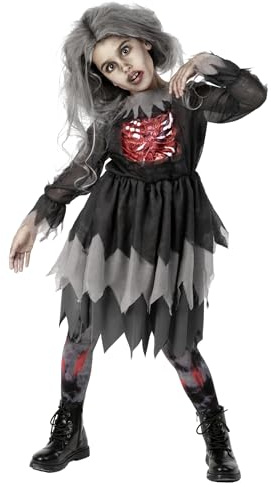 Morph, Zombie Costume Kids, Halloween Costumes for Kids | Distressed Grey Zombie Dress with Jagged Hem, Layered Fabric Panels Included, Perfect for Halloween, Fun for Fancy Dress