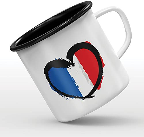 Mygoodprice MUG tasse émaillée au motif France Drapeau Coeur