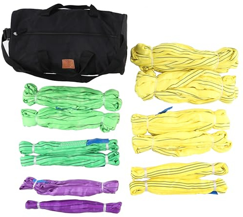 SML Rundschlingen Set 13-teilig - Hebeschlinge 1t, 2t & 3t - Schlupf Set | Inklusive Tasche - 1 m, 2 m & 4 m Nutzlänge - Hochfestes Polyester - Sicherheitsfaktor 7:1 - Geprüft nach DIN EN 1492-2