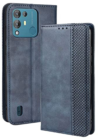 MOJIA Hülle Flip Case für BlackView A55 Pro, PU Dünne Magnetische Klapphülle Handyhülle Schutzhülle mit Kartenfach und Standfunktion. Blau