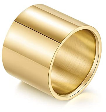 Stfery Herren Ring 57, Eheringe Titan Carbon Gold Glänzender Langer Lauf Modeschmuck Hochzeitstag Geschenke