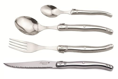 AGOUNOD Besteck-Set, Laguiole Silber Geschirr Edelstahl Besteck Küchenbesteck Steakmesser Abendessen Löffel Tischgabel Teelöffel (Color : 8pcs 2 Set)