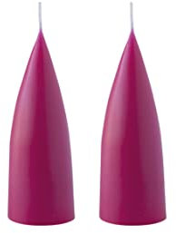 Kunstindustrien® Stumpenkerzen, Hergestellt in Dänemark, 43 Farben verfügbar, Kegel Kerze, Durchgefärbte Stumpenkerze lange Brenndauer von 15 Stunden, Kerzen Deko, 2 Stück, 6,5 x 16cm (Cerise)