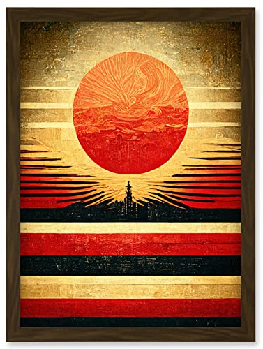 Doppelganger33 LTD Tokyo Sunrise Minimalist Industrial Red Black Artwork Framed Wall Art Print A4