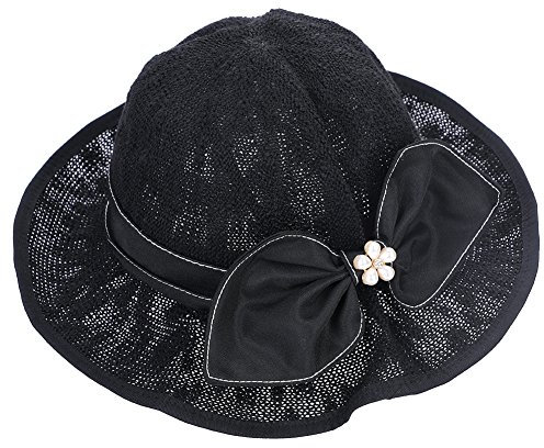 Chapeau de Soleil Femme Chapeau de Paille Dame Capeline Elégant Pliable Chapeau d’Eté Large Bord Respirant Casquette Visière Protection Solaire Anti-UV pour Plage Voyage Vacances Pêche Camping Piscine