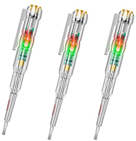Feegow 3pcs 24-250V Induction Power Pen Electrical Screwdriver Circuit Tester, Electric Test Pen, Voltage Test Live Wire Tester and Screwdriver