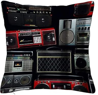 Überwurf Kissen Fall Quadratisch Kissenbezug,Vintage Wand voller Radio Boombox der 80er Jahre,Home Dekorative Sofa Sessel Schlafzimmer Wohnzimmer 45x 45cm