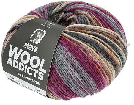 Wooladdicts MOVE 400 m/ 100 g GREY/PURPLE/ORANGE Fb. 03