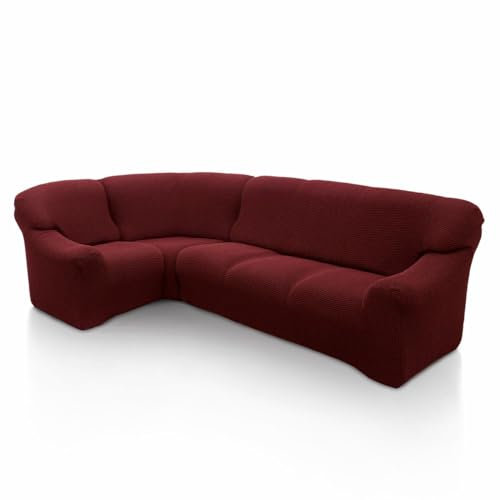 SOFASKINS® copridivano angolare super elastico, lavabile, con design esclusivo, traspirante, confortevole e resistente, copridivano, Facile da applicare, Dimensioni (340-540 CM) Bordeaux