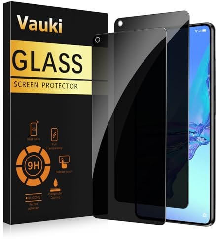 Vauki Protector Pantalla Privacidad para Oppo A53/Oppo A53S 2 Piezas,Cristal Templado Anti Espía,Anti-Espía Vidrio Película,9H Dureza,Anti-Arañazo,Sin Burbujas,Privacy Screen Protector