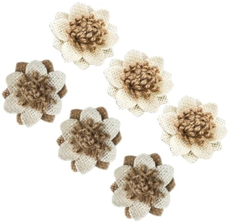 Amosfun 6 Piezas Accesorios De Bricolaje Adornos De Boda De Flores DIY Plato Clave Almacenamiento De Juguetes De Baño Flor De Boda Hecha a Mano Decoración Rosa Traje Natural Yute Arpillera