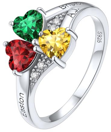 Supcare Silber Schmuck Damen Silber Ring Damen 925 Verlobungsring Eheringe mit Geburtsstein Ring Gravur Namenring Fingerring Promise Ring Eternity Ringe Vorsteckring Modeschmuck für Verlobung