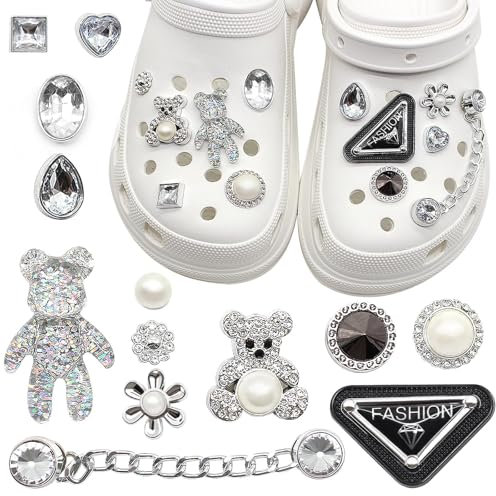 Wondora Schuhanstecker Anstecke, PVC Schuh Charms, Kinder Shoe Charms, Perle Schuhanhänger, Diamante Schuh Schmuck für Mädchen, Jungen, Kinder (Bär)