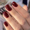 Square False Nails Short, 24Pcs Wine Red Fake Nails, Burgundy Stick on Nails Press on Nail, Glossy Solid Colour French Nail Tips with Nail Glue for Women Girls (Wine Red)