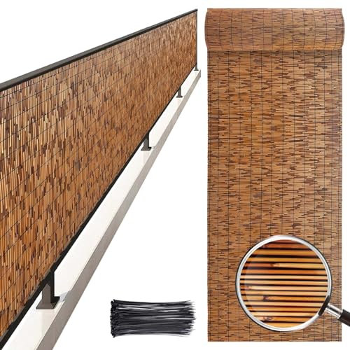 Rouleaux De Clôture De Toit Personnalisés Clôture en Bambou Rouleau D'ombrage en Roseau Naturel 1,2x10m 1,3x7m 1,4x8m 0,6x9m Clôture De Confidentialité De Jardin avec 100 Attaches for Balcon Bar Fête