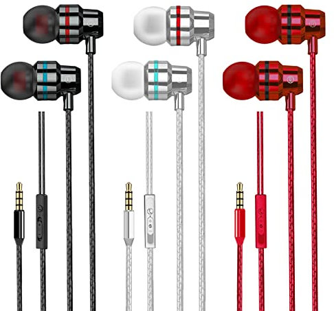 In Ear Kopfhörer mit Kabel, 3-er In Ear Ohrhörer mit Mikrofon und Premium-Audioqualität, In Ear Kopfhörer kompatibel für Samsung A15 A14,Laptops,Tablet, MP3 und Leichte Ohrhörer mit 3.5mm Kopfhörern
